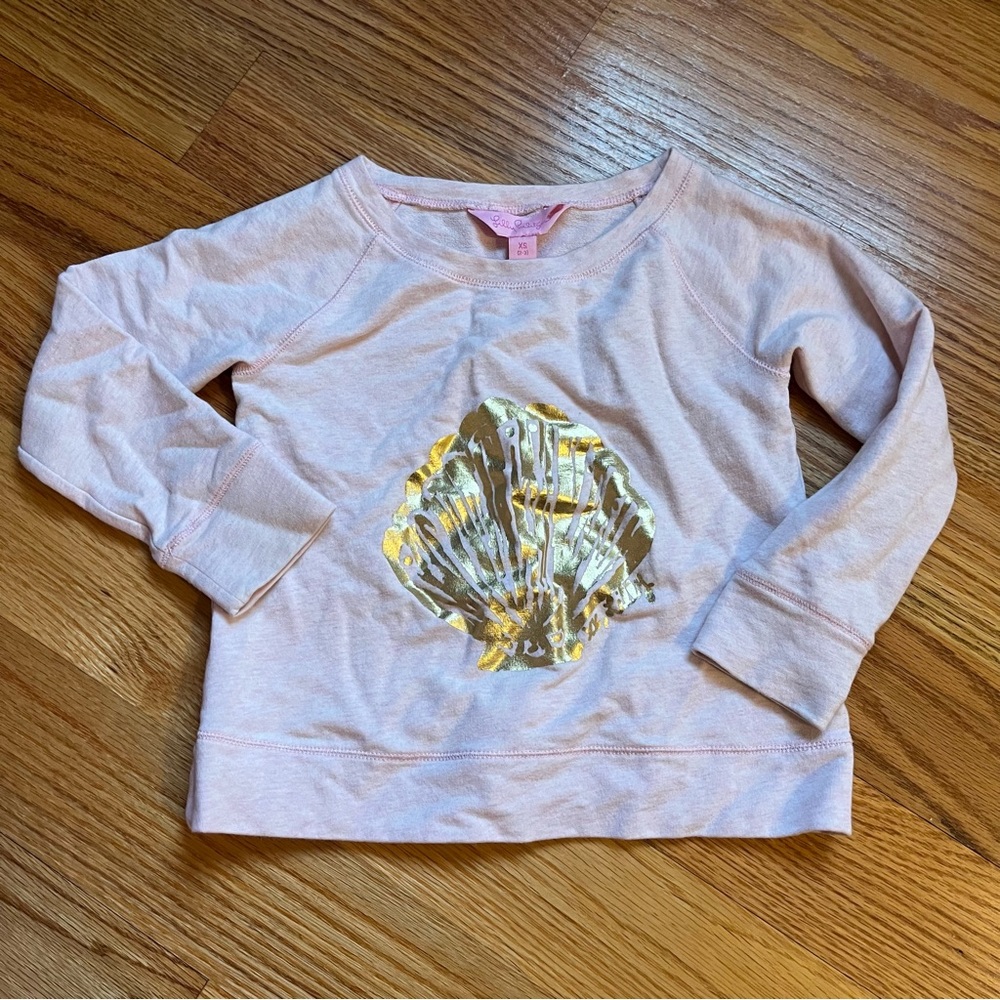 Lilly Pulitzer light pink with gold seashell sweater size XS / 2-3